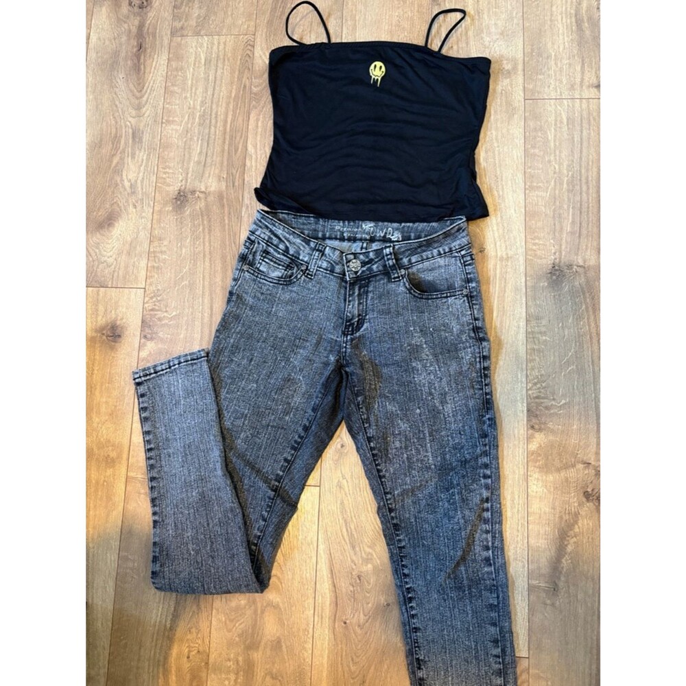 Women’s Black Acid-Wash Jeans